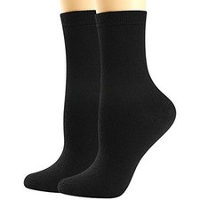 Ladies Women's Black Merino Wool Dress Socks, Spring Warm 6-9 2 Pairs-black
