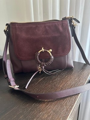 See By Chloe, Joan Schultertasche, bordeauxrot, Leder-Wildleder, nie getragen