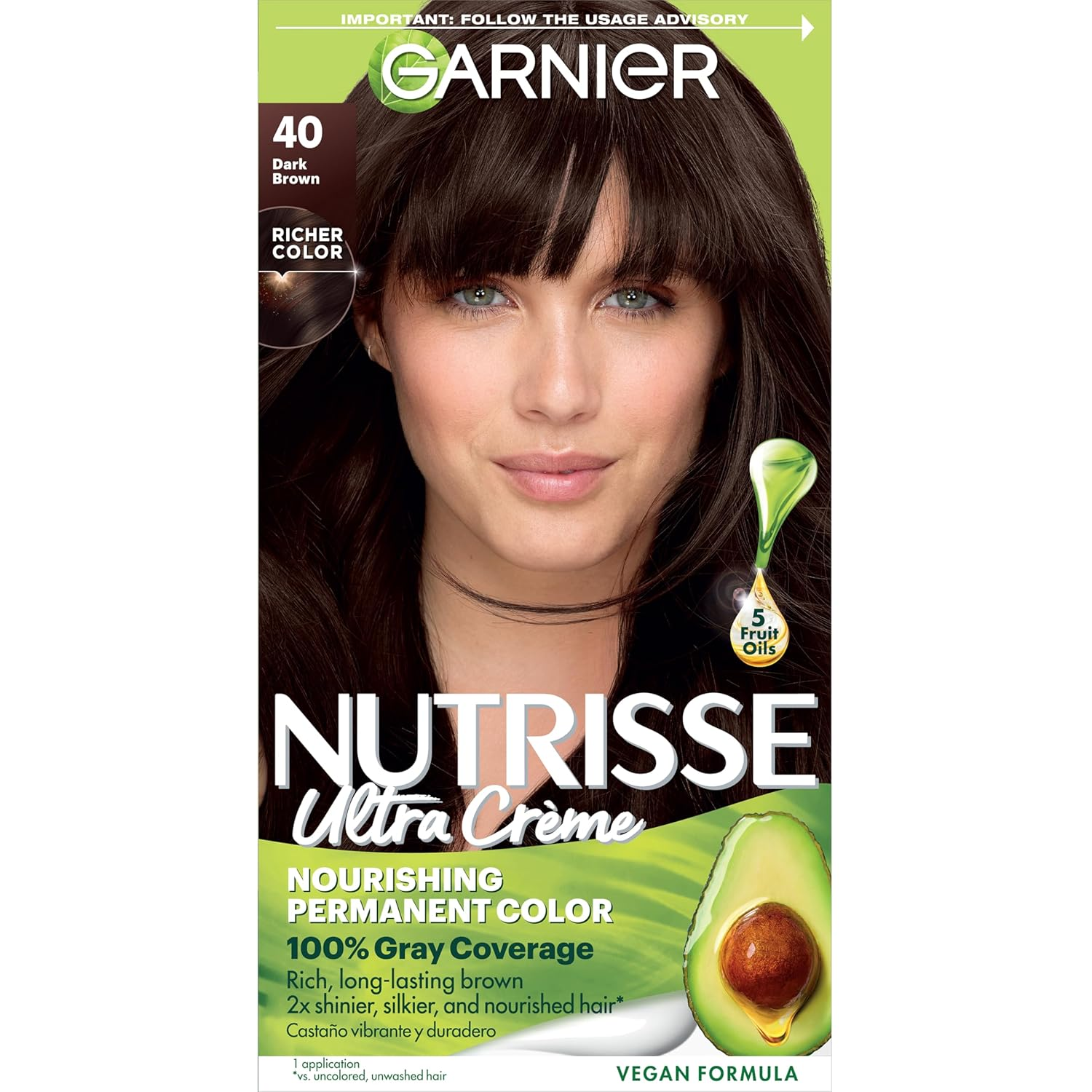 Hair Color Nutrisse Nourishing Creme, 40 Dark Brown (Dark Chocolate) Permanent H