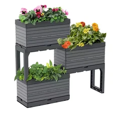 Flexspace 22 In. X 11 In. X 13 In. Gray Resin Modular Raised Garden Bed