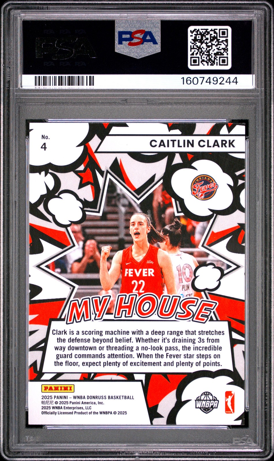 2025 PANINI DONRUSS WNBA MY HOUSE #4 CAITLIN CLARK PSA 9 view 2