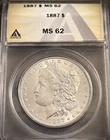 1887 MORGAN SILVER DOLLAR ** ANACS MS-62 **  PROBLEM FREE COIN  (7798)