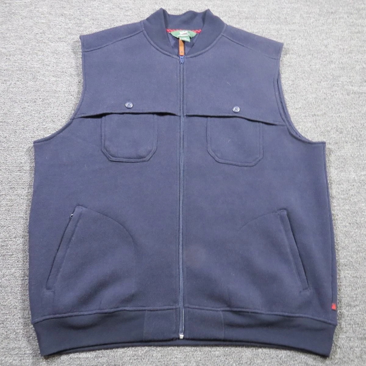 Woolrich Vest Mens 2XL Deep Navy Fleece Zip Front Mock Neck Pockets Outdoor