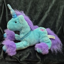 Animal Alley Unicorn Plush Blue with Purple Trim Butterfly Mark Floppy Plush