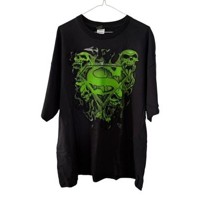 VTG Warner Bros Superman T Shirt Men s 2XL 00s Kryptonite Black Green Goblin