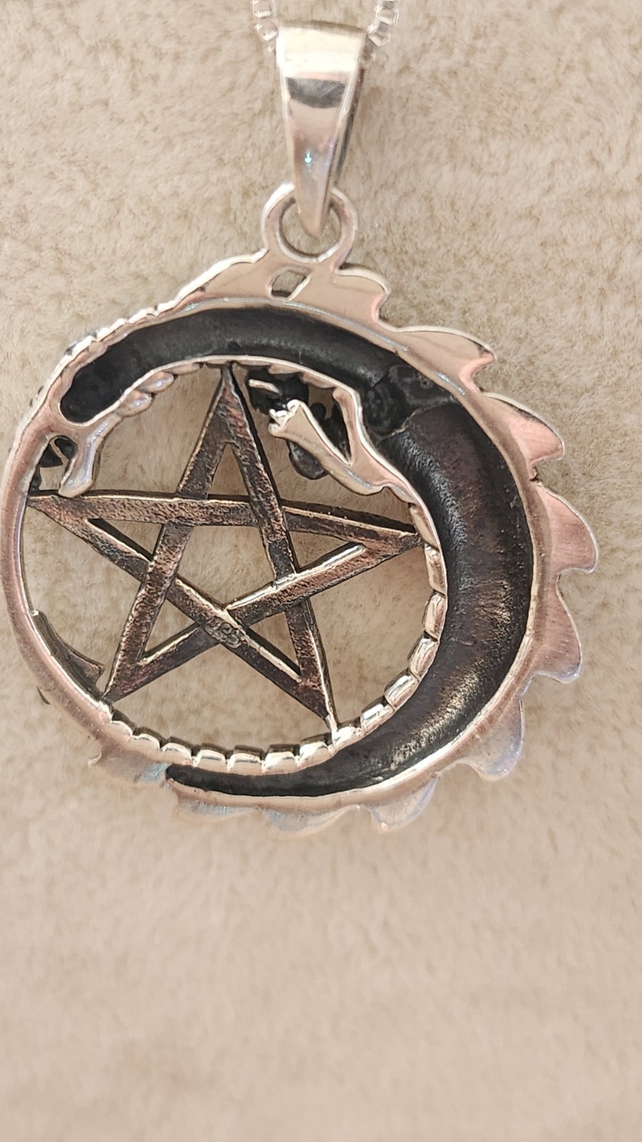 Solid 925 Sterling Silver Dragon Pentacle Pentagr… - image 4