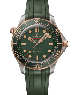 OMEGA Seamaster 18K Rose Gold 42MM Green Titanium Mens Watch 210.92.42.20.10.001