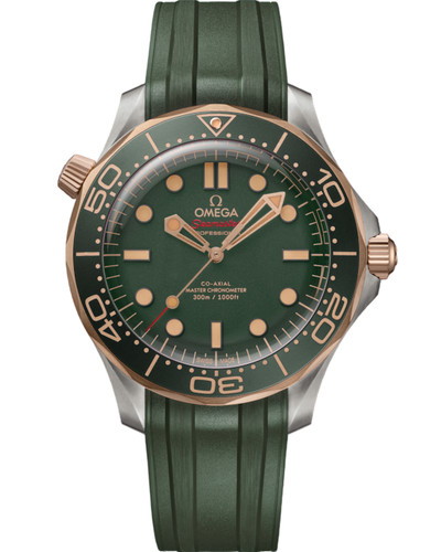 OMEGA Seamaster 18K Rose Gold 42MM Green Titanium Mens Watch 210.92.42.20.10.001