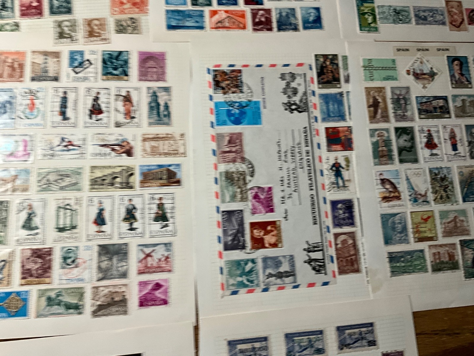 Spain Stamps Collection -  1800- to modern on leaves mint & used hinged x11