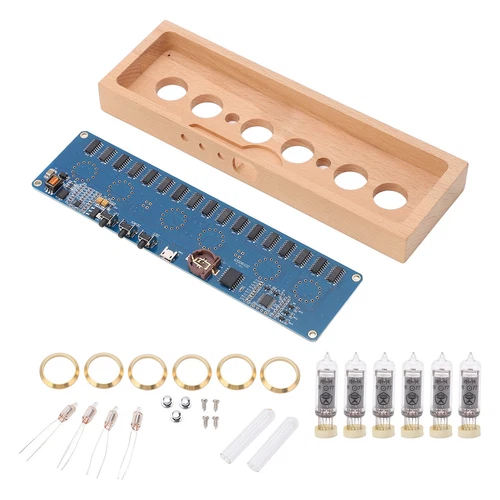 IN14 Glow Tube Clock Assembly Glass Pipes Wood Enclosure Module Lights Set Hot