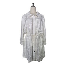 chico's embroidered linen utility jacket 3/4 sleeve alabaster size 3 16/18 Nwt