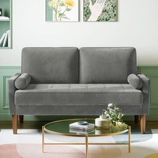 Couch 2 Sitzer, 121x 77 X 87cm Samt Kleines Sofa mit 2 kissen Modern Mini Sofa