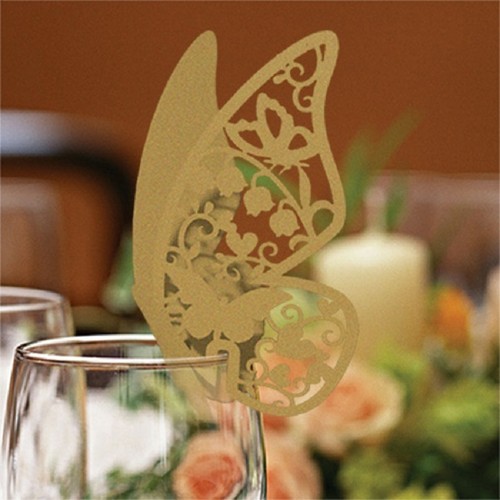 Butterfly Wedding Place Name Cards. Glass Laser Cut on Luxury Pearlescent Card - Picture 7 of 23