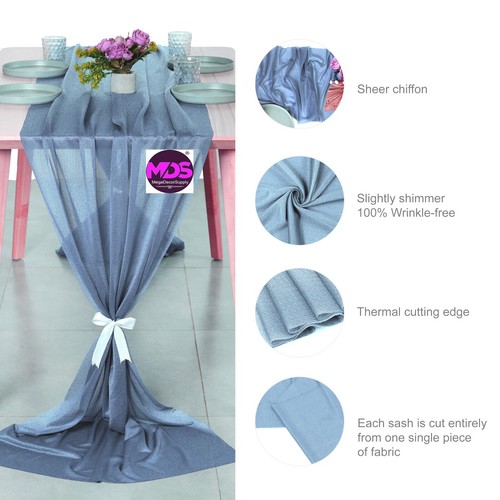 2/5/10/12/15/20 Chiffon Table Runners 10Ft Long (70x300cm) Wedding Party Décor - Picture 29 of 86
