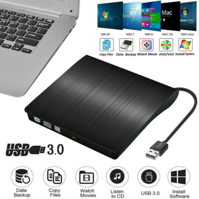 Portable USB 3.0 External CD DVD Drive Burner Writer Player for Laptop Computer