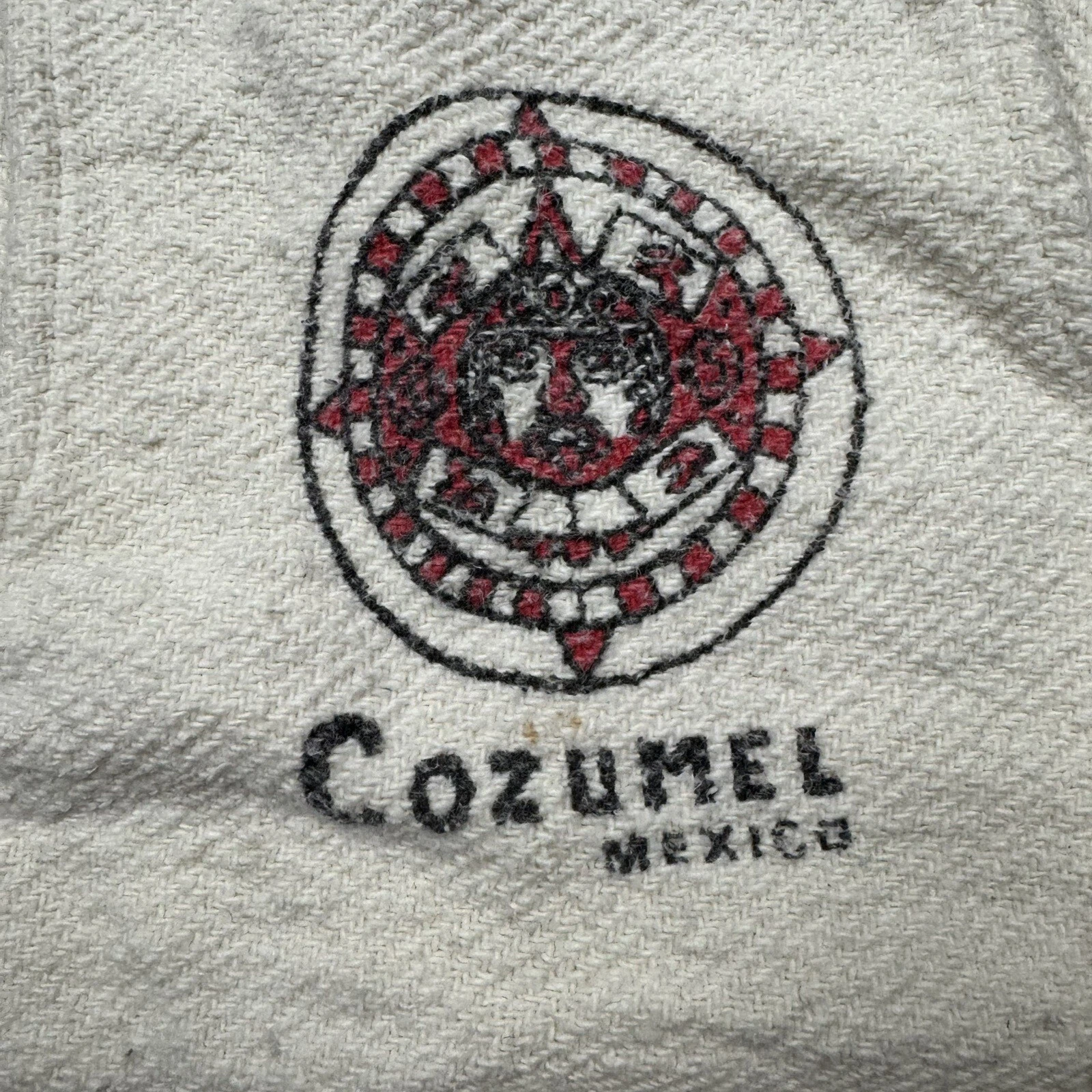 OFF WHITE Felpa con cappuccio pullover Cozumel Mexico donna XL cotone avorio grafica colorata pesante