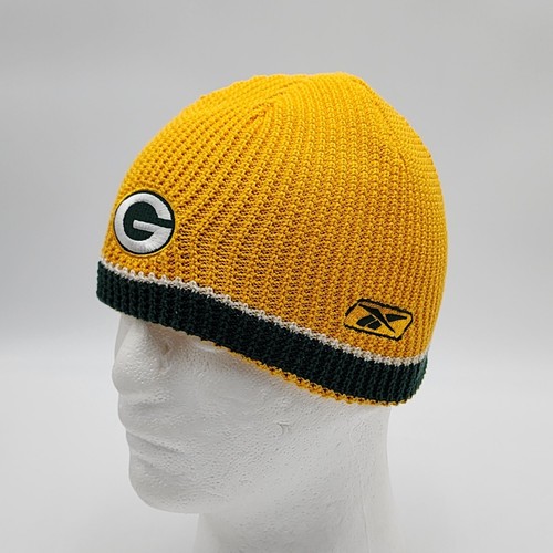 Green Bay Packers Beanie Reebok Hat Yellow Green NFL Reversible Unisex - Picture 3 of 8