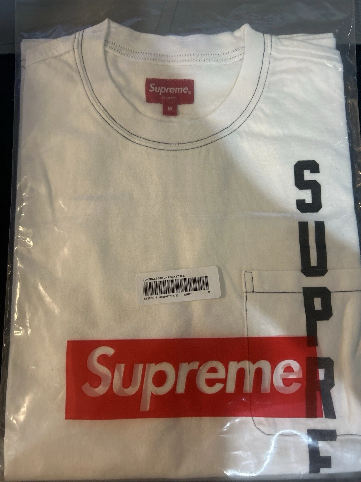 T shirt de poche point de contraste Supreme SS20 (blanc/moyen)