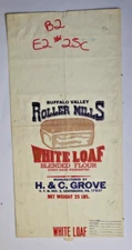 X LARGE Vintage Paper Sack Bag - WHITE LOAF FLOUR, H & C GROVE, LEWISBURG 1984