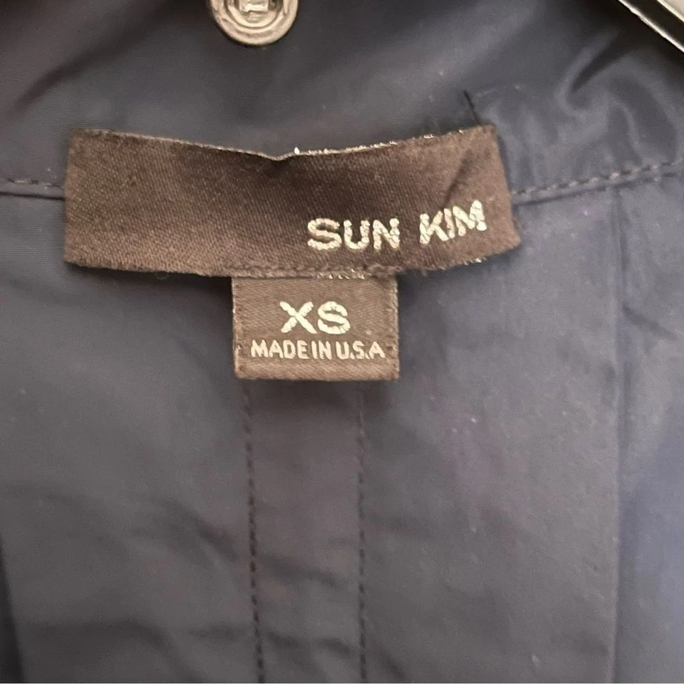 Sun Kim Navy Blue Zip Front Long Sleeve A-Line Polyester Jacket #ME173 Size XS - Image 3 of 4