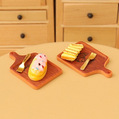 1Set Dollhouse Miniatur Frühstück Mini Brot Waffel Speck Bagel Ton Essen 