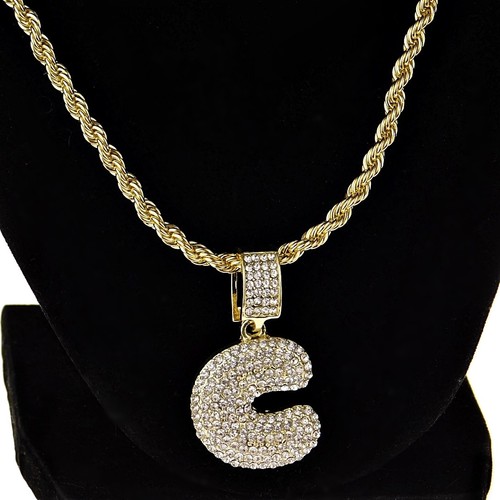 Bubble Letter C Initial Rope Chain 