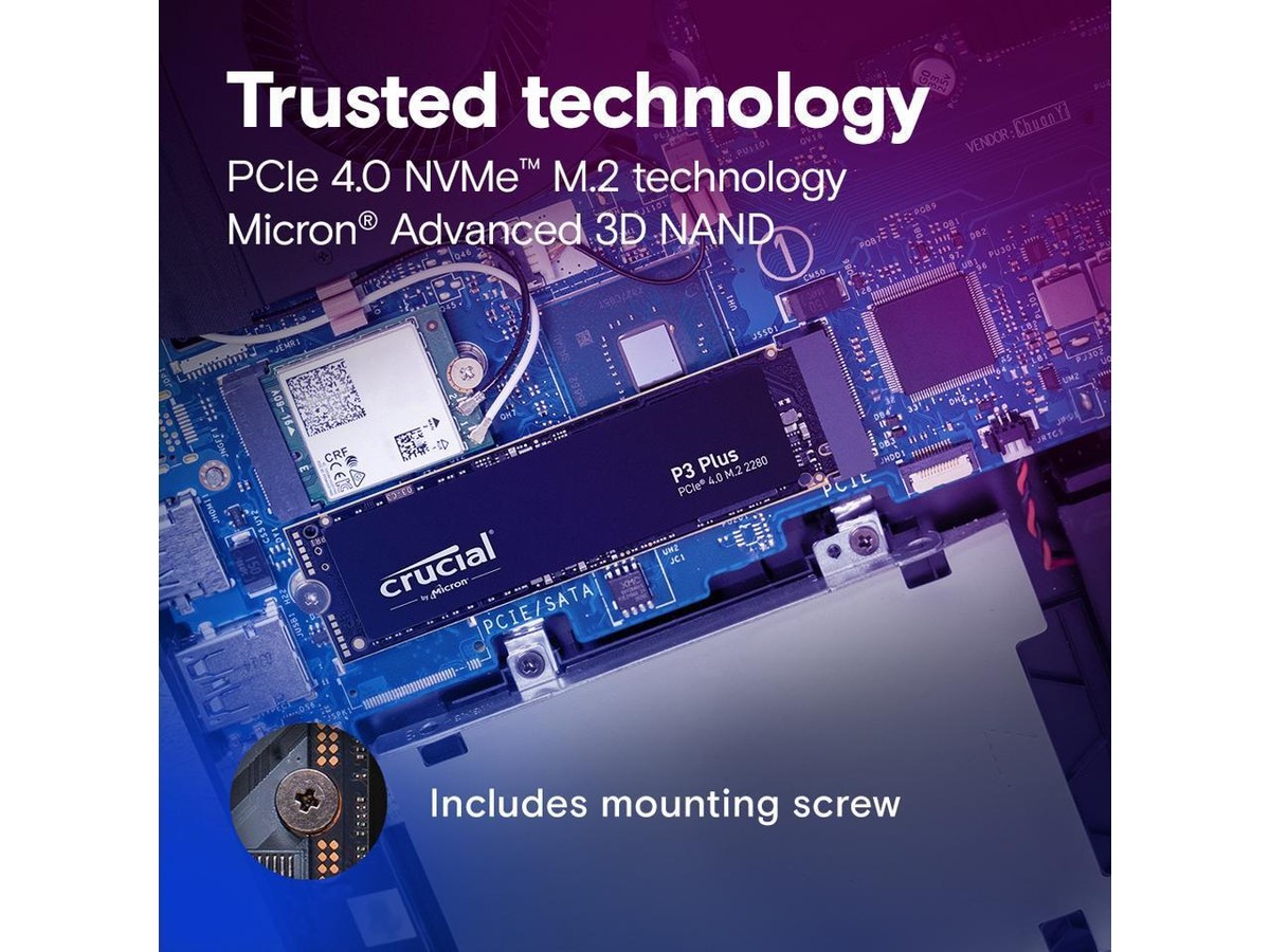 Crucial P3 Plus 1TB SSD PCIe 4.0 3D NAND NVMe M.2 5000MB/s