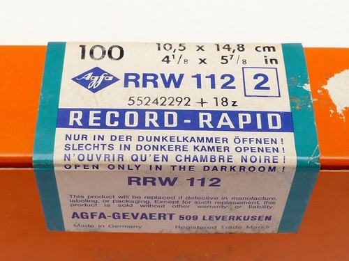 Carta fotografica AGFA Record Rapid RRW 112 - morbida * 100 fogli mai aperti * - Foto 5 di 7