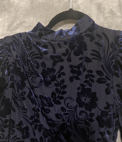 VICI Small Velvet Burnout Hi Low Asymmetrical Fairy Midi Dress Whimsigoth Blue - Picture 9 of 11
