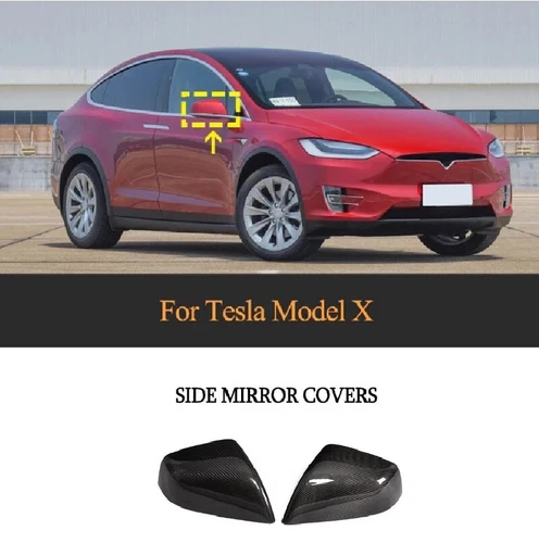 Dry Carbon Fiber Rearview Mirror Cover Caps Add On For Tesla Model X 2016-Up