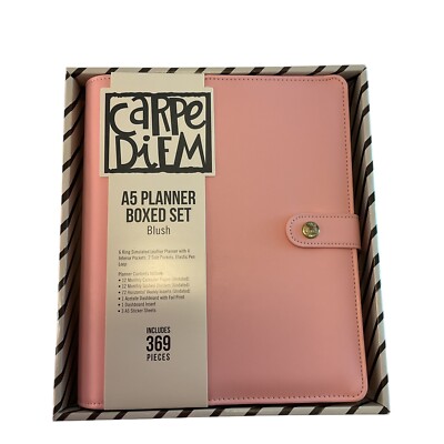 Carpe Diem A5 Planner Box Set W/Inserts Large Agenda 6 ring Binder ''BLUSH'' Pink