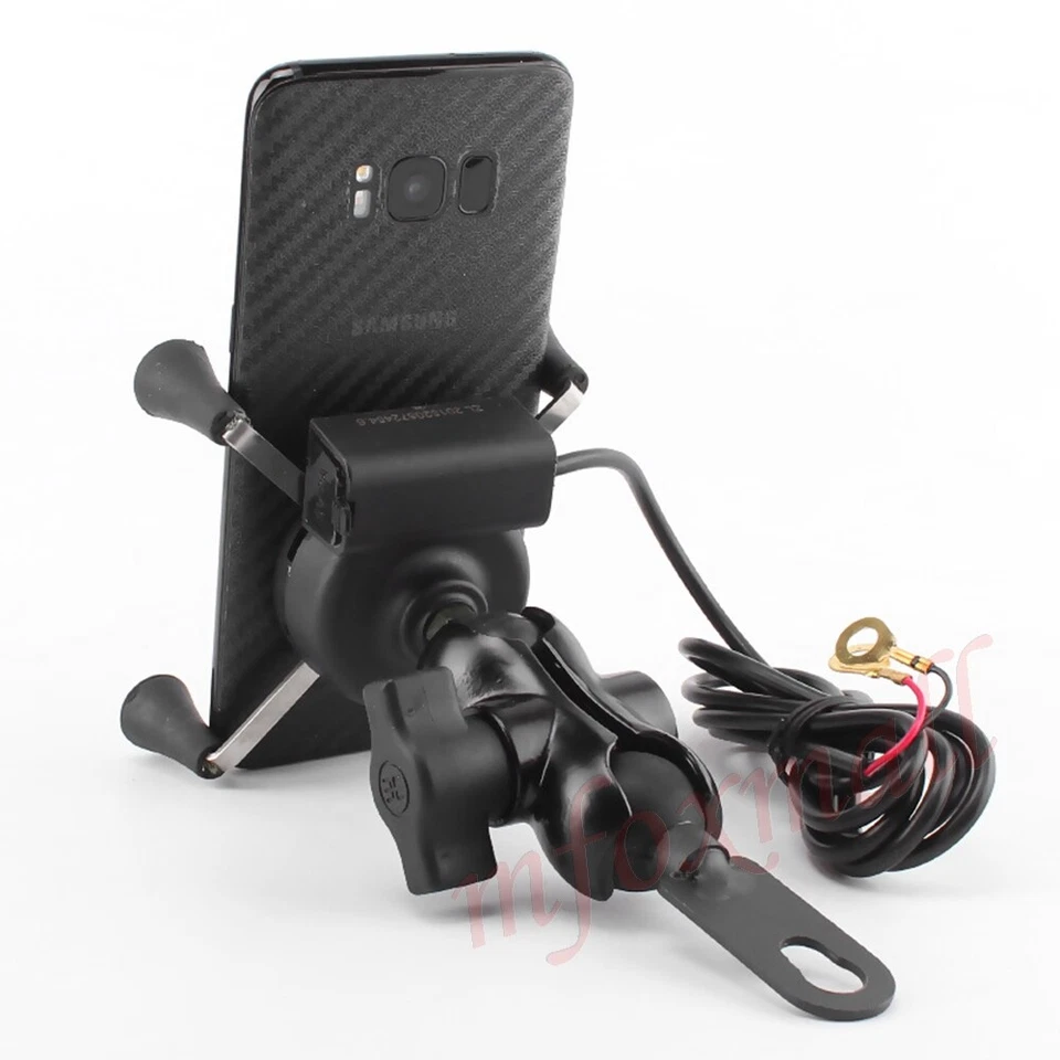 ABS Handlebar Mobile Phone Holder With USB Charge Motorcycle Motorbike Universal - Image 4 of 4