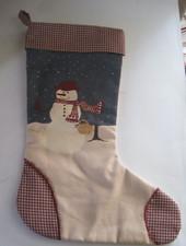 Canvas Snowman Christmas Stocking GUC
