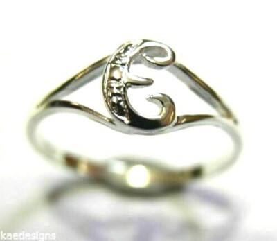 9ct white gold delicate initial ring A,B,C,D,E,F,G,H,J,K,L,M,N,O,P,R,S,T,U,V,W,