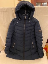 Tokyo Laundry Longline Quilted Puffer Coat With Hood In Peacoat - Size 16 (eu X