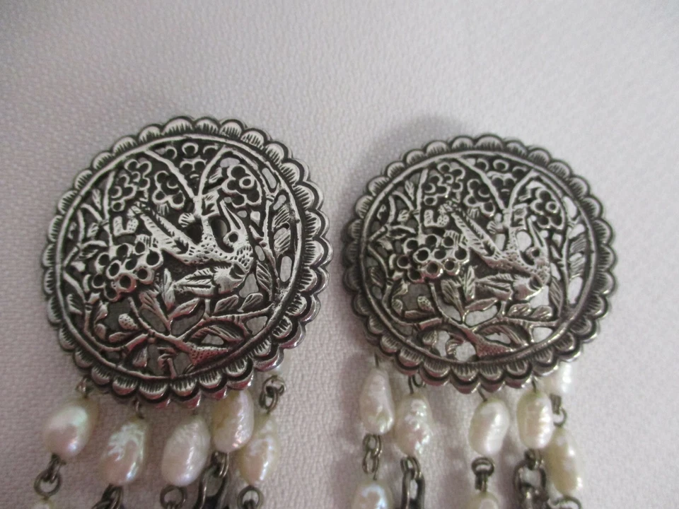 PENDIENTES COLGANTES STEPHEN DWECK PERLAS DE LEY ~ PÁJARO VOLADOR ~ FIRMADOS 1988 Foto 2 de 4