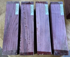FOUR EXOTIC PURPLEHEART TURNING BLANKS S4S KILN DRIED WOOD LUMBER ~3" X 3" X 12"
