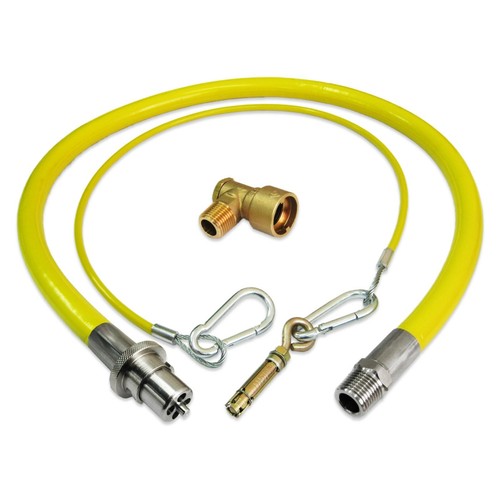COMMERCIAL GAS HOSE TWIST TURN BAYONET ELBOW 1/2" x 1.5m CATERING YELLOW FLEX - Picture 5 of 19