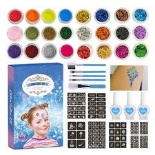 Colorful Diamond Glitter Temporary Tattoo Glitter Powder Makeup Brush TattooGlue
