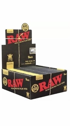Raw Classic Black King Size Smoking Cigarette Rolling Paper Full Box Of 50 Packs - Picture 4 of 6