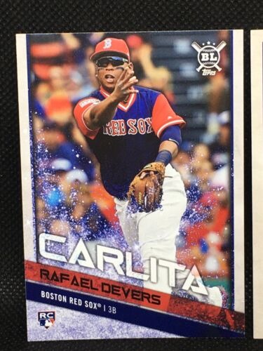 Lot (2) 2018 Topps Big League Rafael Devers RC Nickname Variation & Base #250 - Picture 2 of 3