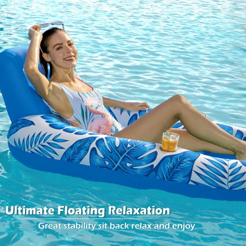 Inflatable Pool Lounge Floating Recliner Swimming Beach with Cup Holders - Picture 11 of 15