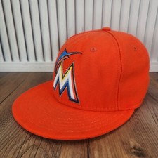 Miami Marlins New Era 59fifty Fitted Sz 7 Hat Cap Orange MLB Authentic On Field