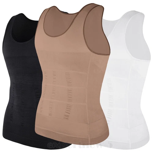 Herren 3er-Pack Schlank Body Shaper Haltung Korrektur Weste Bauch Kompression Tops USA - Bild 44 von 56