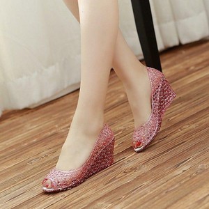 Summer-Women-039-s-Wedge-Heel-Sandals-Hollow-Out-Pumps-Peep-Toe-Slip-On-Casual-Shoes