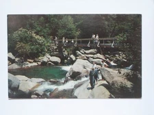 Rock Hopping at Chimney Foot Bridge TENNESSEE Vintage Chrome Postcard