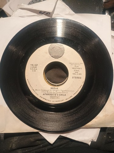 APHRODITE'S CHILD Vangelis 1972 prog rock promo 7" Babylon / Break Vertigo VG - Picture 4 of 4