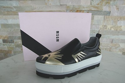MSGM Eu 39 Platform Slipper Slip-Ons Low Shoes Black New Previously