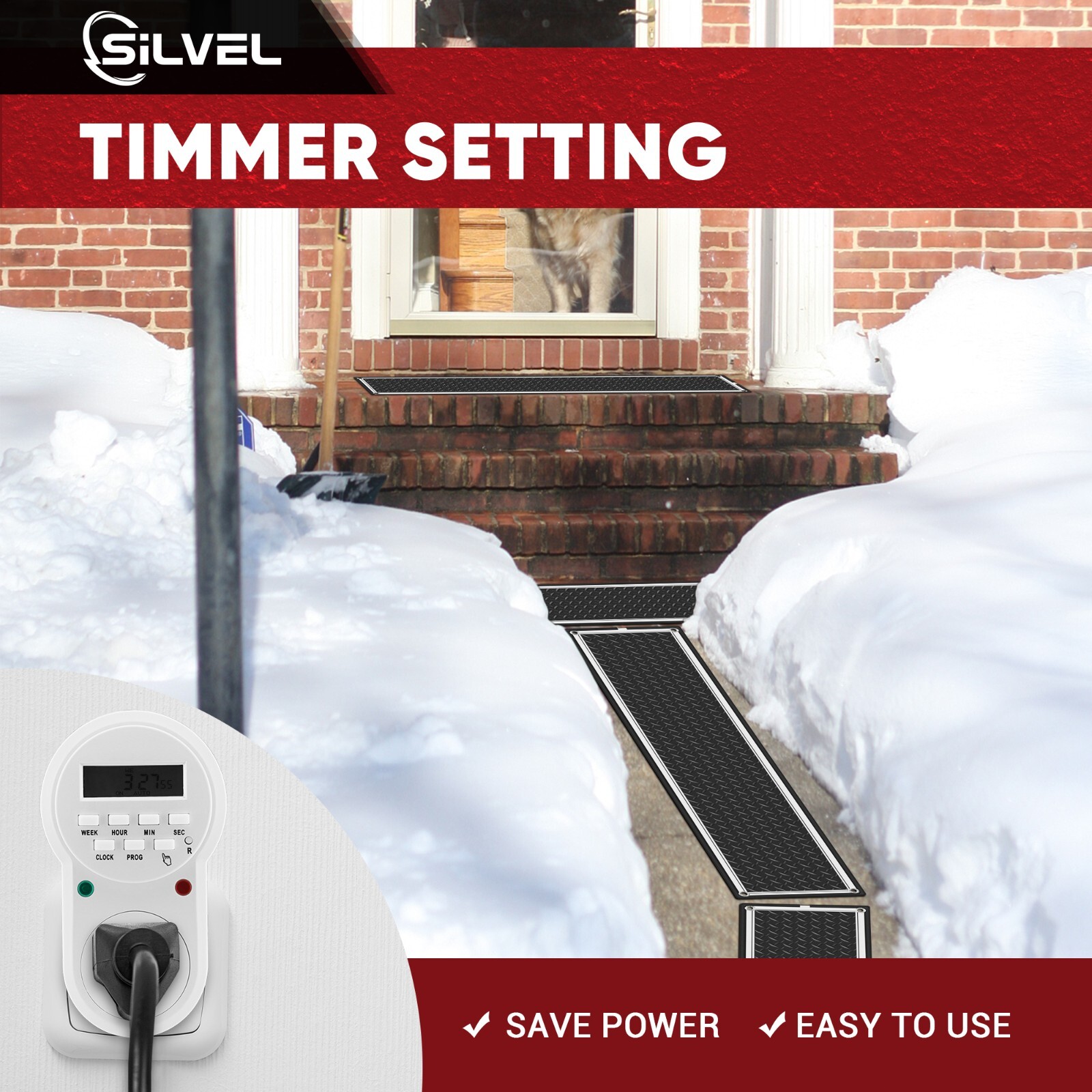 Snow Melting Mats Outdoor, 10''×48'' Ice Snow Melting Mats for Winter