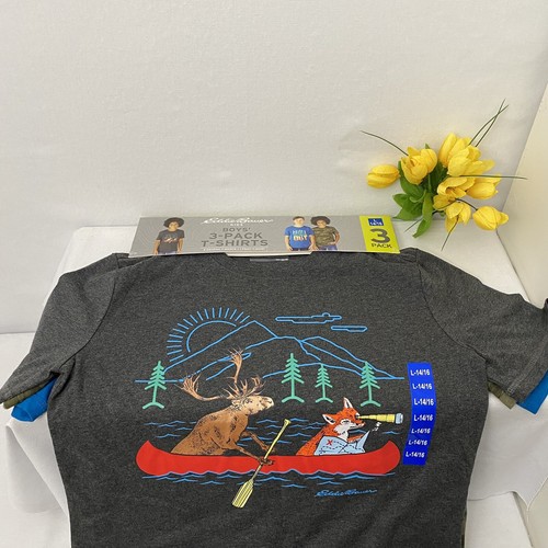 Eddie Bauer Boys' Youth 3-pack Tees, 2-Graphic+1-Print, Choose size&color, NWT - Picture 5 of 10